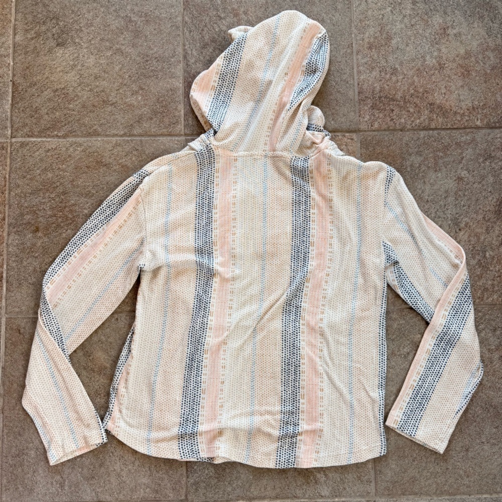 Wallflower Beige and Orange Patterned Hooded Shirt Size Medium - Picture 7 of 8